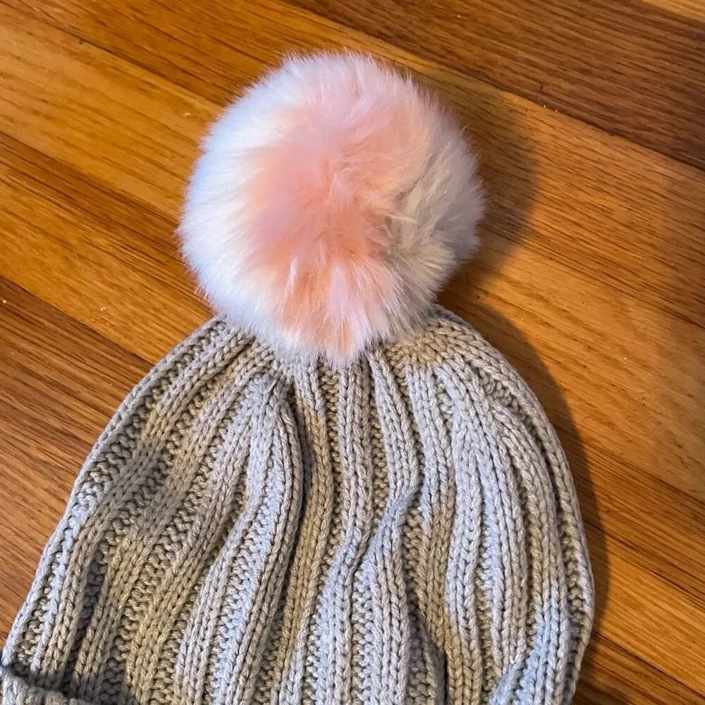 J CREW | ribbed pom pom beanie heather gray NWT